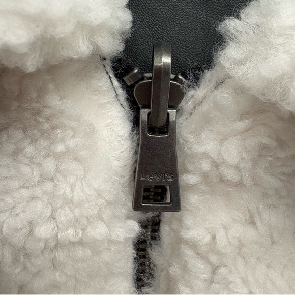 Levi's Reversible Teddy Jacket M White Black - Picture 9 of 14